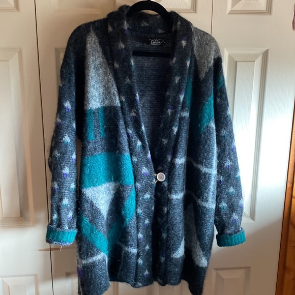 Falcon Italian Design Wool Mohair Blend Heavy Knit Pockets Cardigan/Coat S-XL - Picture 4 of 13